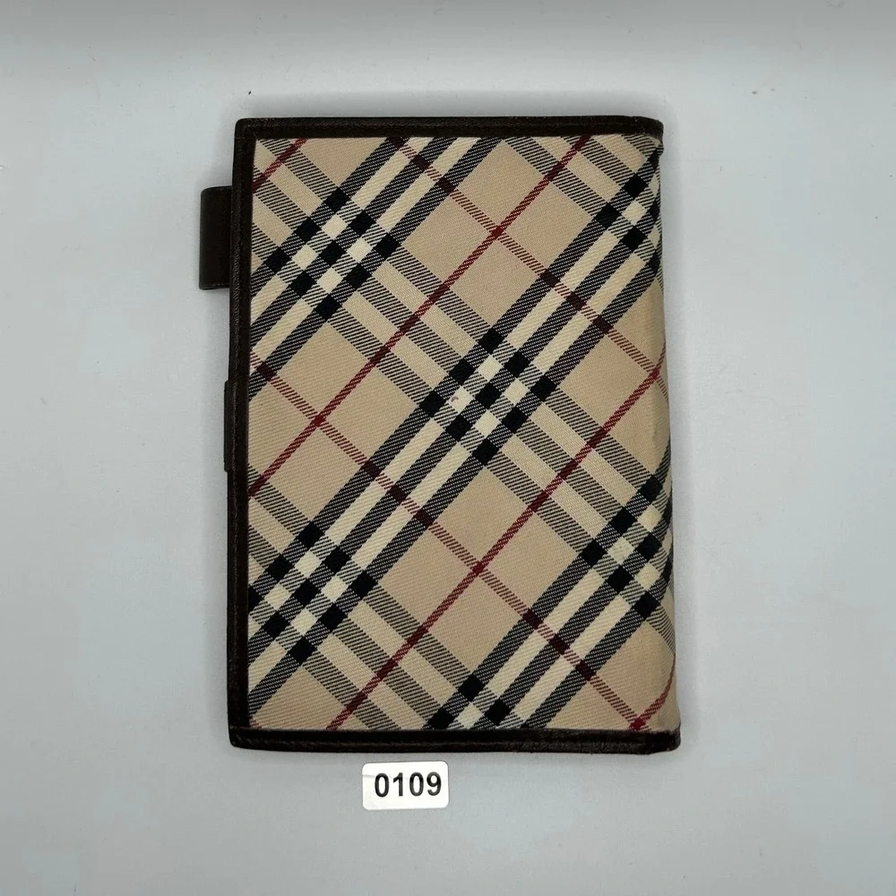 Burberry Haymarket‎ Check Agenda Planner  Brown Leather Trim#109